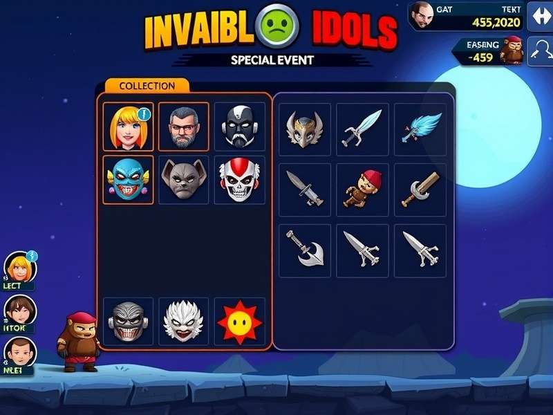 Invincible Idols gameplay screenshot showing character collection